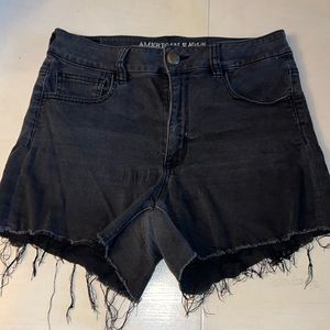 American Eagle Denim Shorts super super stretch hi-rise shortie black Sz 10